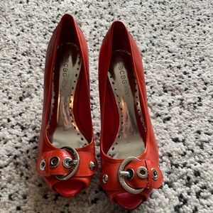 BCBGirls Orange Open Toe Heels